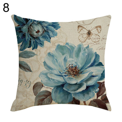 

Retro Flower Pillow Case Linen Cushion Cover Sofa Bed Car Cafe Office Decoration