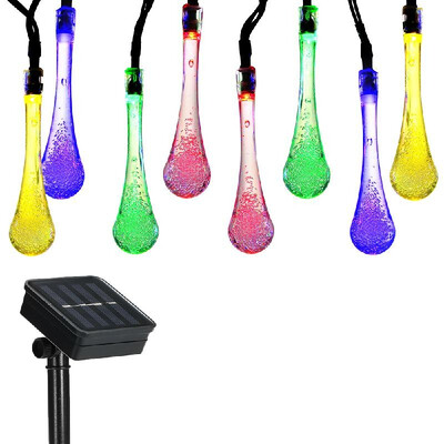 

Solar String Lights 197ft 30 LED Water Drop Rope Light 8 Modes Multicolor for Party Garden Home Festival Decoration