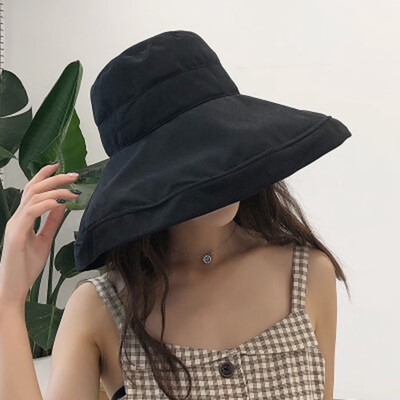 

New Women& Anti-Uv Wide Brim Summer Beach Hat Cotton Bucket Sun Protective Hat
