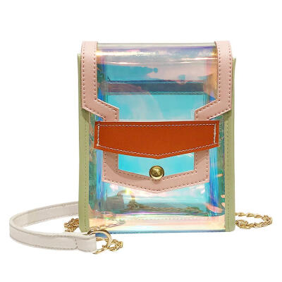 

Laser Transparent Chain Shoulder Handbags Women PVC Flap Crossbody Bags