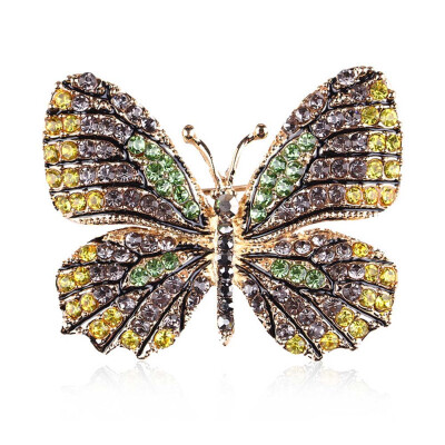 

Women Fashion Colorful Rhinestone Crystal Cute Butterfly Brooch Pins Ladies Exquisite Accessories