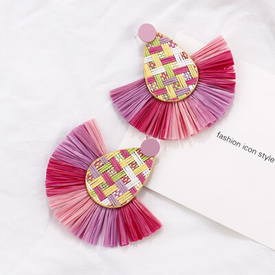 

Flashbuy Handmade Rattan Drop Earrings For Women Trendy Raffie Geometric Pendantes Rattan Earrings Boho Style Fashion Jewelry