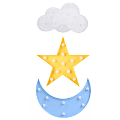 

3pcs 3D Star Moon Cloud LED Night Lights Kids Bedroom Indoor Lighting Lamp