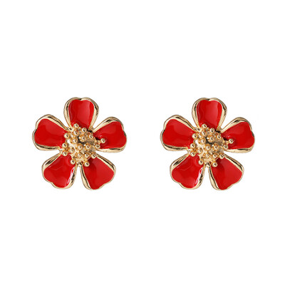 

women sweet red girl heart flower earrings fringed pearl earrings jewelry fabric pink flower earrings party earrings gift