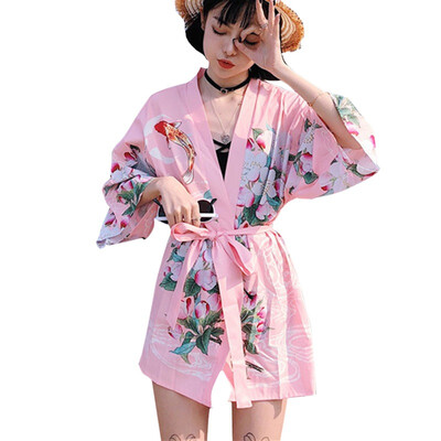 

Vintage Japanese Harajuku Style Coat Kimono Jacket women Japanese Girlfriends kimono Print Beach CardiganChaqueta Mujer