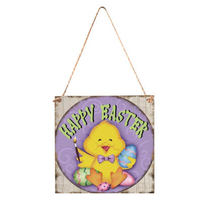 

Happy Easter Wood Hanging Plaque Home Wall Decorative Sign Festival Pendant