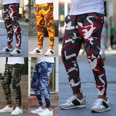 

Jogger Pants Men Jogging Slim Fit Fleece Sport Gym Workout Sweatpants Camo Basic