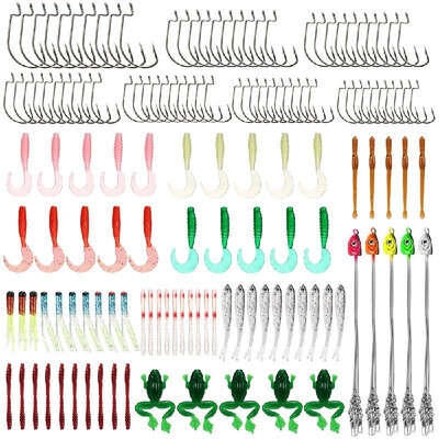 

79pcs Fishing Tackle Set Artificial Soft Shrimp Lures Baits Hooks Umbrella Rigs with Tackle Box