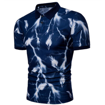 

Men Casual Feather Print Short Sleeve Shirt