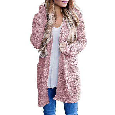 

Toponeto Women Casual Sweatshirt Solid Winter Warm Wool Pockets Cardigan Coat Outwear