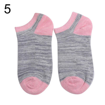 

1 Pair Vintage Women Color Block Low Cut Breathable Cotton Elastic Boat Socks