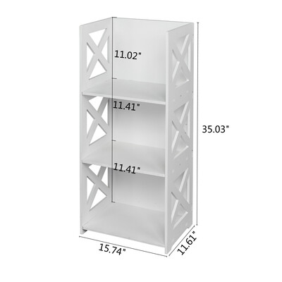 

Beautiful 3-Shelf Shelving Unit Wood & Plastic Storage Shelf Bookcase Shelf USA