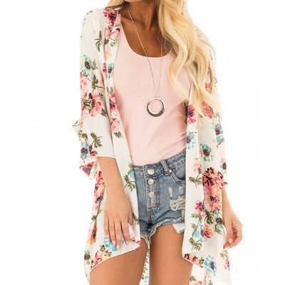 

Fashion Women Floral Loose Kimono Cardigan Boho Chiffon Coat Jacket Blouse