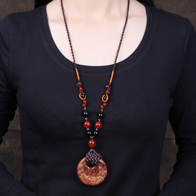 

Long necklace colorful ethnic style ladies necklace