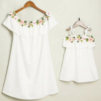 

Mom&Me Off Shoulder Dress Mother Daughter Sundress Family Look Matching