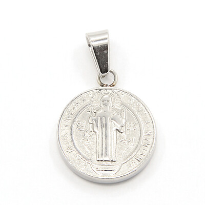 

Fashionable 304 Stainless Steel Pendants Flat Round with San Benito Stainless Steel Color 19x16x25mm Hole 3x7mm