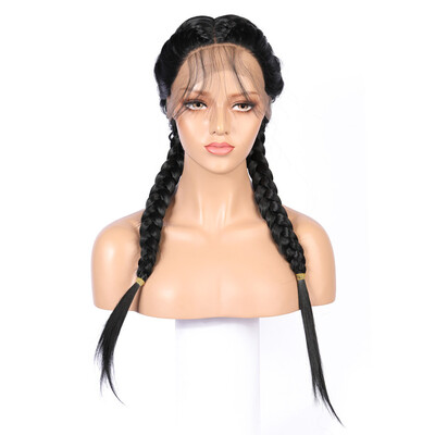 

〖Follure〗Synthetic Baby Hair Braided Lace Front Wig Straight Long Black Women Hair Wigs
