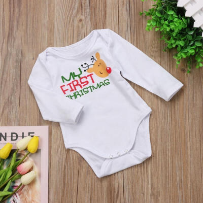 

Newborn Baby Kids Boys Girls Christmas Deer Bodysuit Romper Outfits Clothes Set