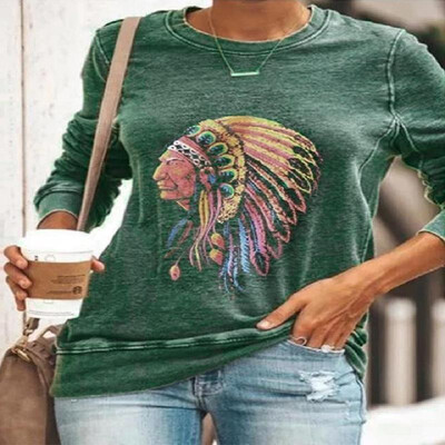 

Comfy&Colorful Figure Pattern Printed Long Sleeve Tee
