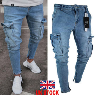 

UK Fashion Mens Skinny Stretch Biker Jeans Slim Fit Denim Pants Trousers Pocket