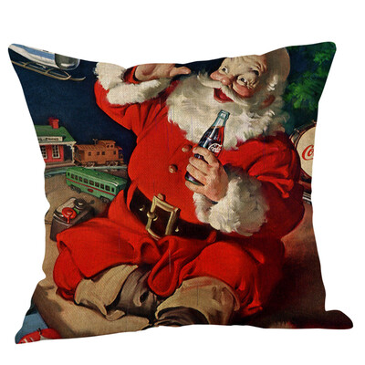 

Gobestart Merry Christmas Pillow Cases Cotton Linen Sofa Cushion Cover Home Decor