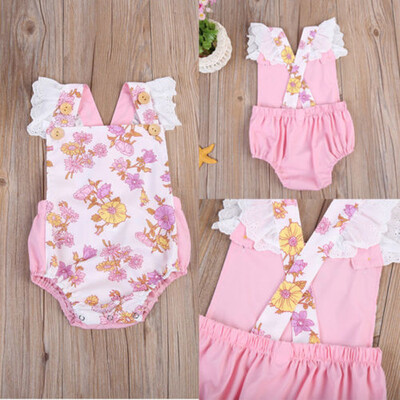 

Infant Kids Baby Girl Floral Lace Print Romper Bodysuit Outfit Clothes Summer