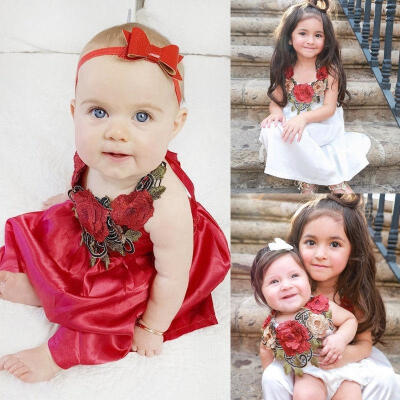 

Fashion Toddler Kids Baby Girls Flowers Party Dress Formal Dresses Clothes Summer 6M-5T