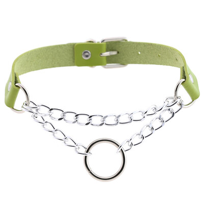 

Women Men Punk Exaggerated Handmade Chain Choker Necklace O Round Metal Leather Collar Bondage Harness Necklace
