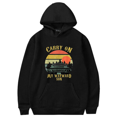 

Herqw61 Mens Supernatural Hoodie Eye Of The Tiger Carry On My Wayward Son Graphic Sweatshirt