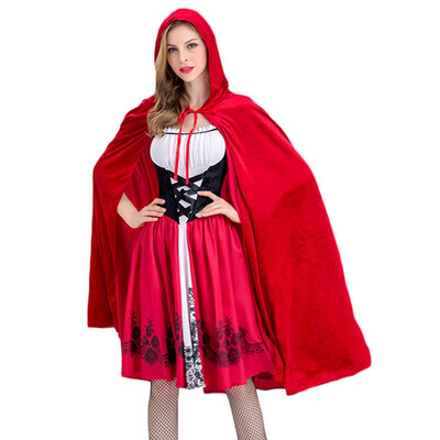 

Cosplay Women Christmas Costume Little Red Riding Hood Cloak Adult Cosplay Party Plus Size Stage Performance Set Red 2XL