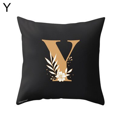 

Capital Letter Flower Print Pillow Case Waist Throw Cushion Cover Bedroom Decor