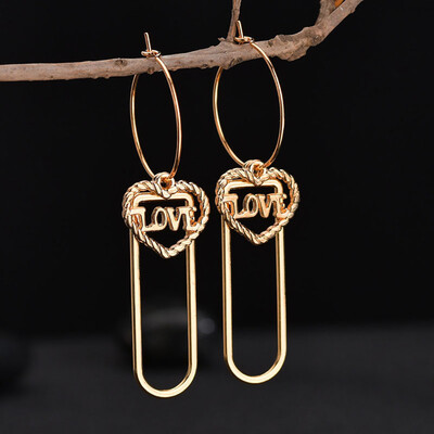 

Fashion Women Hollow Love Heart Pendant Dangle Long Hoop Earrings Jewelry Gift