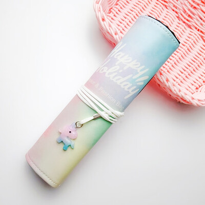 

1x Cartoon Unicorn illusion Color Curling Pen Curtain Make-up Pencil Storage Bag