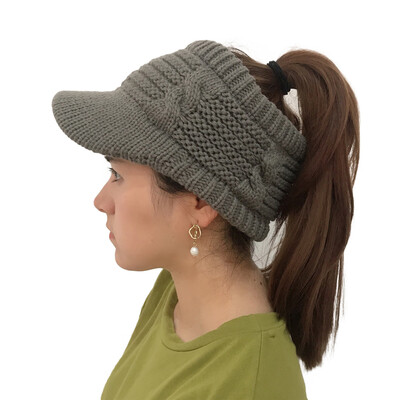 

Tailored Women Twist Peaked Cap Knit Wool Hat Hollow Out Solid Caps