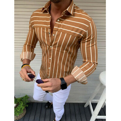 

Fashion Mens Slim Fit Stripe Long Sleeve Muscle Tee T-shirt Casual Tops Blouse