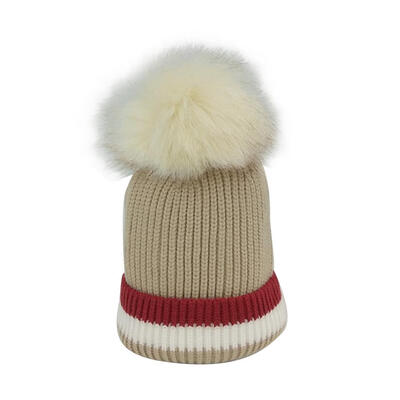 

Fashion Kids Girls Winter Warm Hat Stripe Pompom Beanies Cap Knitted Hats