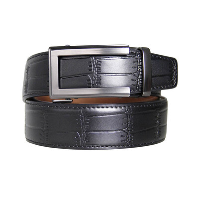 

BPSTAR Mens Automatic Buckle Genuine Leather Mens Ratchet Holeless Belt Business High Quality Mens Real Belt for Pants