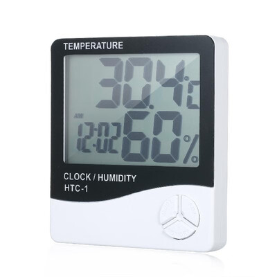 

HTC-1 LCD Digital Temperature Humidity Meter Hygrometer Alarm Clock Time with Bracket