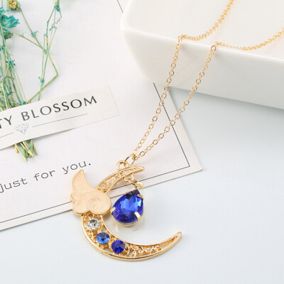 

Fashion Women Necklace Romantic Series Moon Wing Charm Pendant Hot Anime Cosplay Jewelry