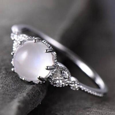 

Beautiful Moonstone Jewelry Wedding Engagement Party Ring Size 6-10