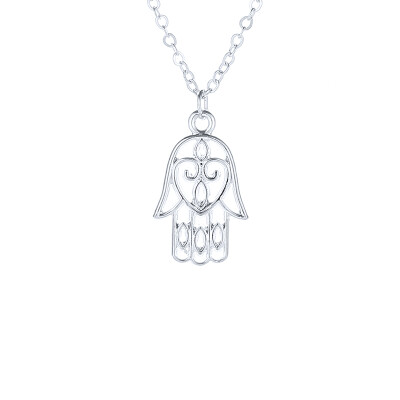 

Fashion Jewelry Silver Color All Is Well Hamsa Fatima Hand Chocker Necklace Pendant For Women Girl