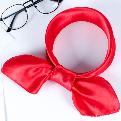 

New solid color silk scarf square female autumn&winter professional wear dance decoration gift wholesale satin small scarf