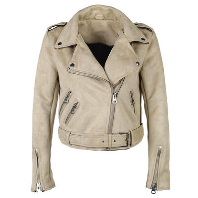 

Solid Color Winter Women Turn Down Collar Zipper Suede Short Jacket Coat