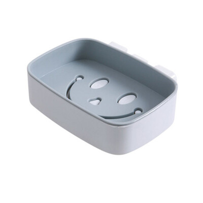 

Gobestart Smile Face Wall-Mounted Soap Holder Bathroom Storage Box Drain Soap Dish Sucker