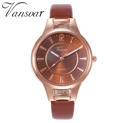 

Vansvar Ladies Clock Quartz Wristwatches Reloj Casual Leather Thin Band Hours Watch Fashion Luxury Ladies Woman Watches 533