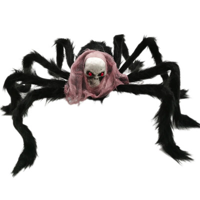 

1PC Halloween Party Decoration Horror Plush Spider 50CM Simulation Skull Spider Tricky Props Toys Bar Party Ornament for Party