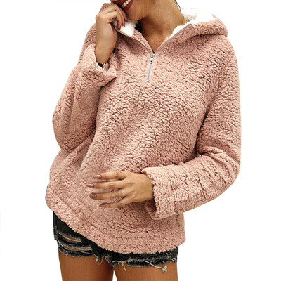 

Toponeto Fashion Women Solid Zipper Hoodie Long Sleeve Coat Tops Sweatershirt