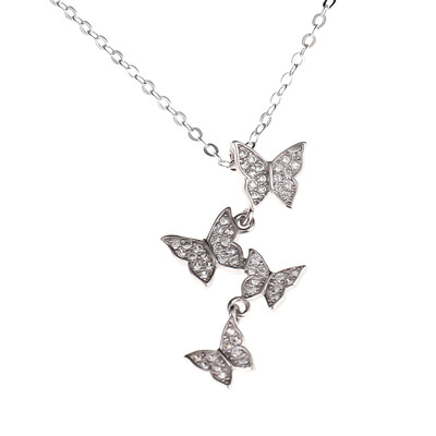 

New Arrival Multiple Zircon Butterfly Necklaces & Pendants for Women Jewelry CZ Wedding Chokers Necklace Freeshipping