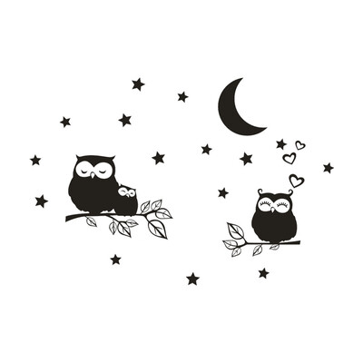 

Gobestart Owl Stars Moon Removable Art Vinyl Mural Home Room Decor Wall Stickers