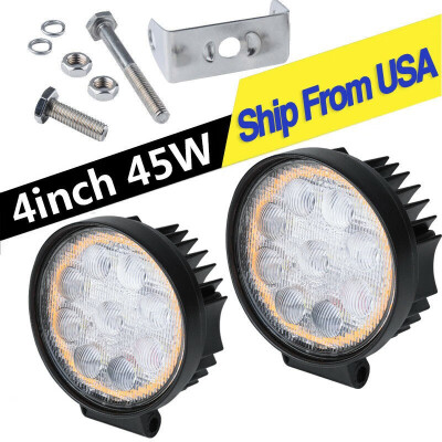 

Amber White 4inch LED Work Lights Offroad Tractor ATV 4X4 Round Bumper Fog Pods